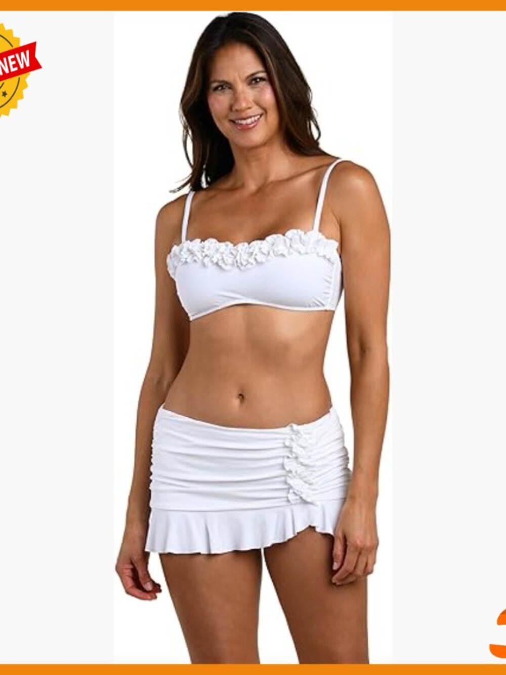 Ruffled Bandeau Bikini Top with Removable Straps, Molded Cups